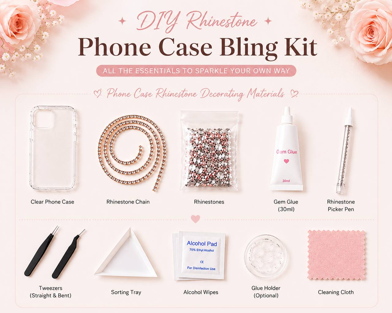 Rhinestone phone case materials
