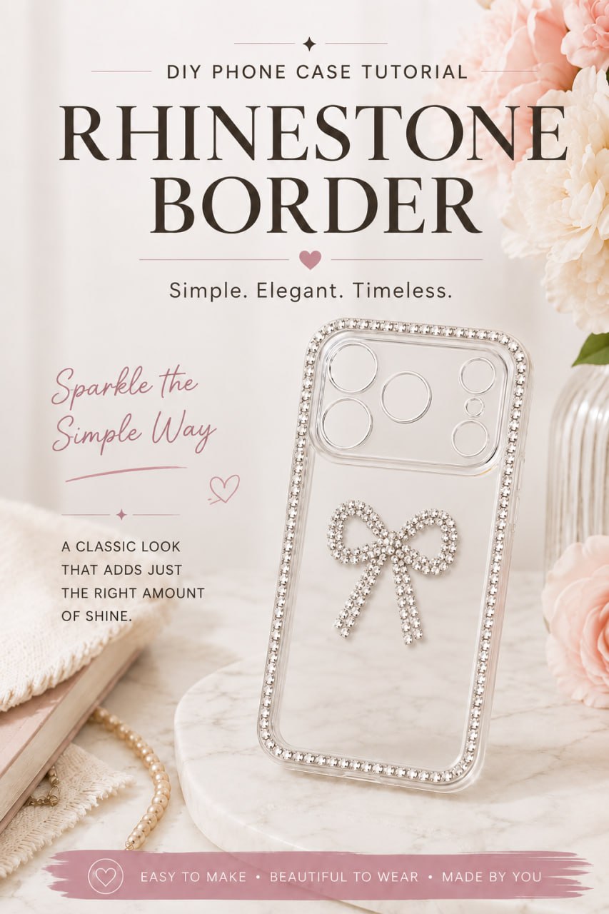 Rhinestone border phone case cover
