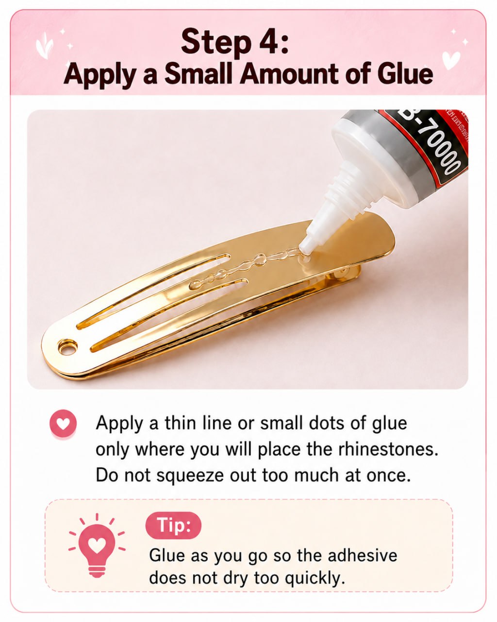 Apply glue to hair clip