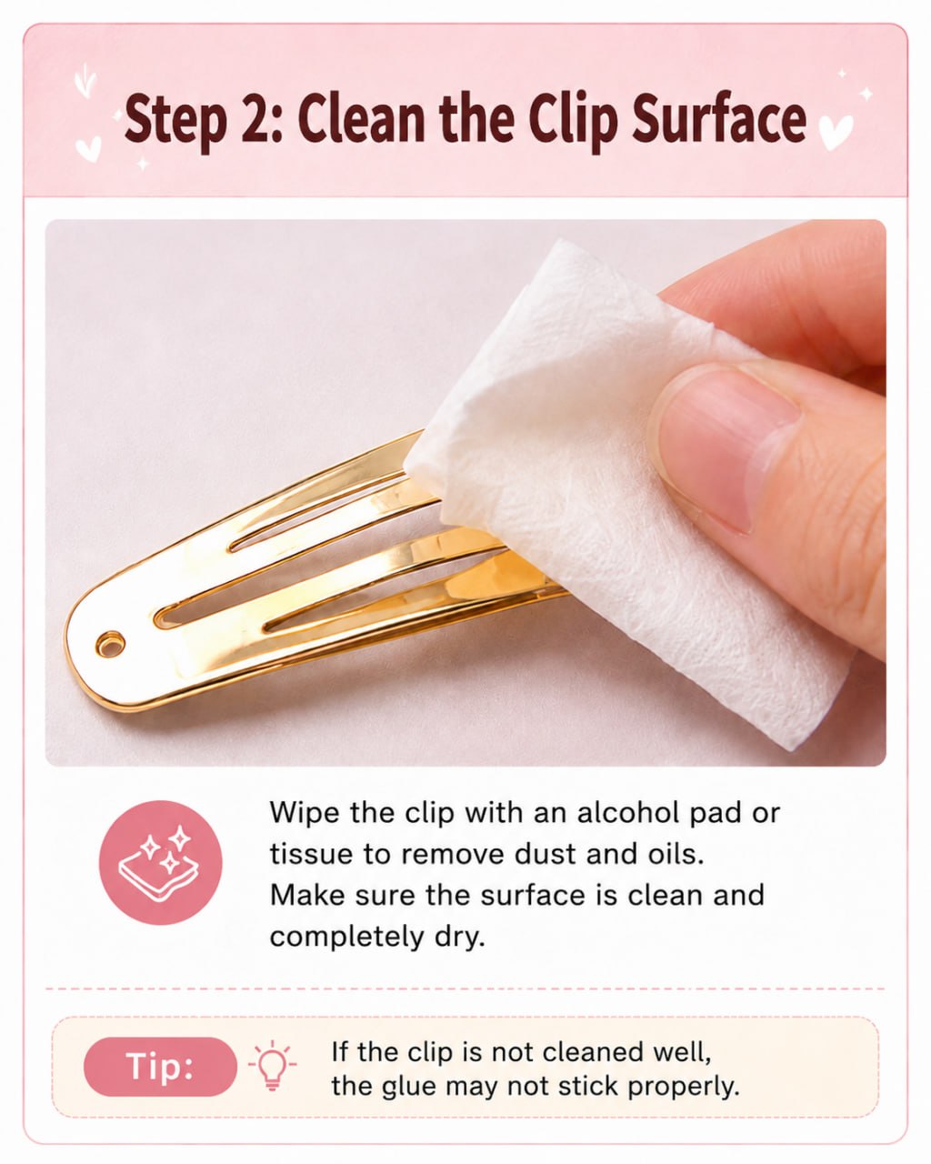 Clean hair clip surface
