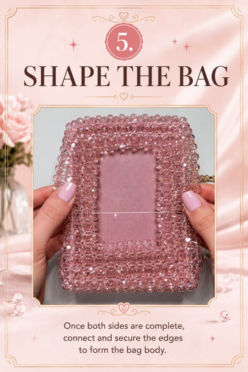 Shape crystal beaded clutch bag