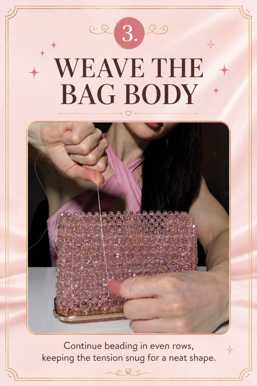 Weave crystal clutch bag body