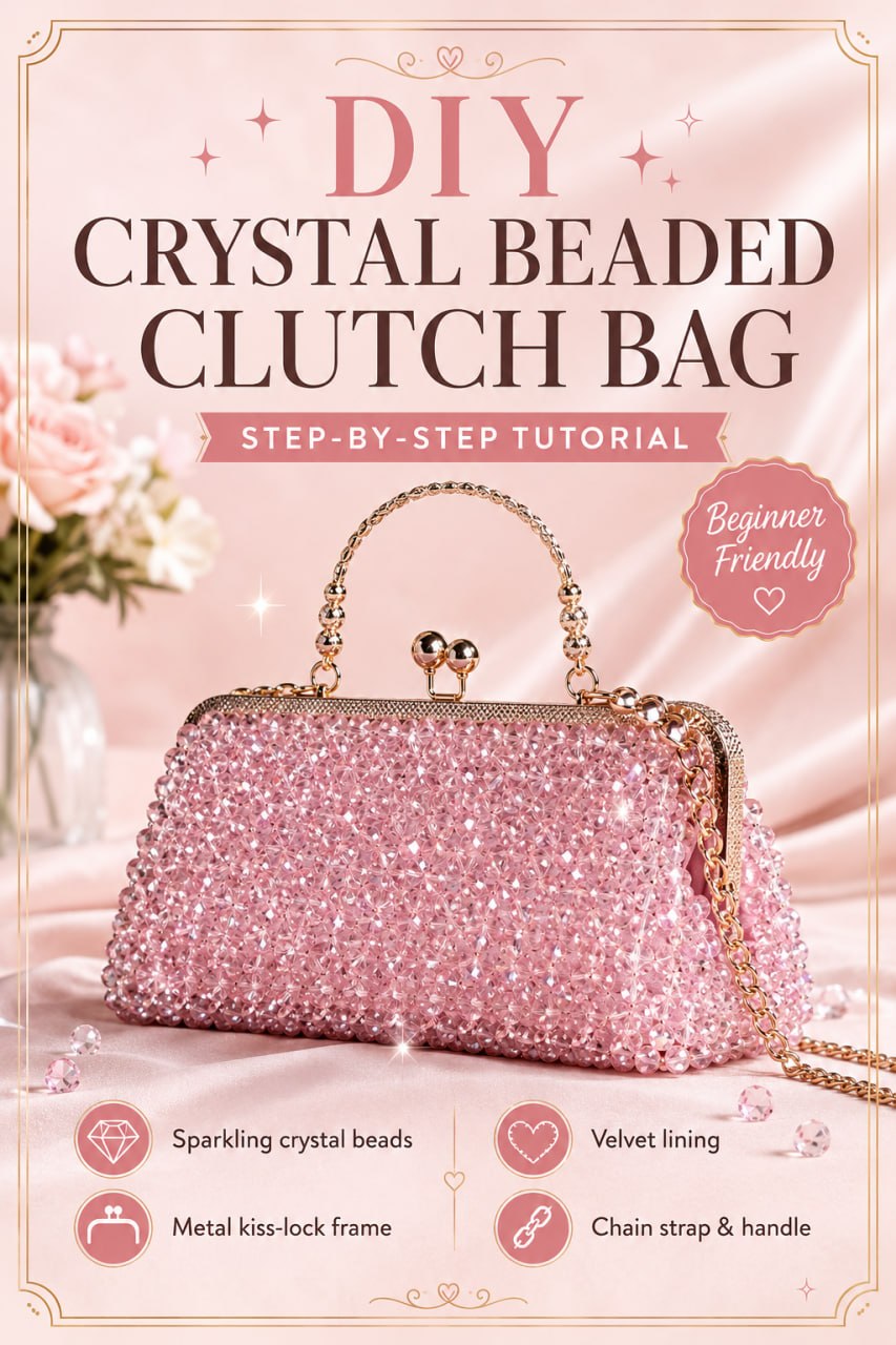 DIY crystal beaded clutch bag cover