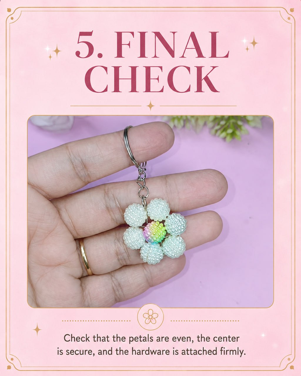 Final check beaded flower keychain