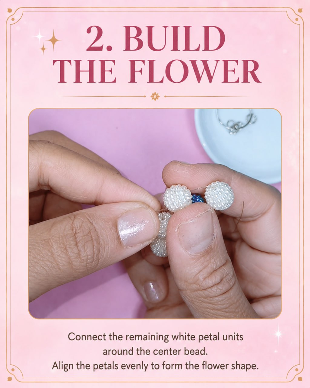 Secure thread on beaded flower